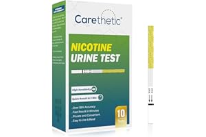 Carethetic Nicotine Test Kit - Cotinine Urine Test Strips, 200 ng/mL Sensitivity, Over 99% Accurate, 10 Pack - Home Use