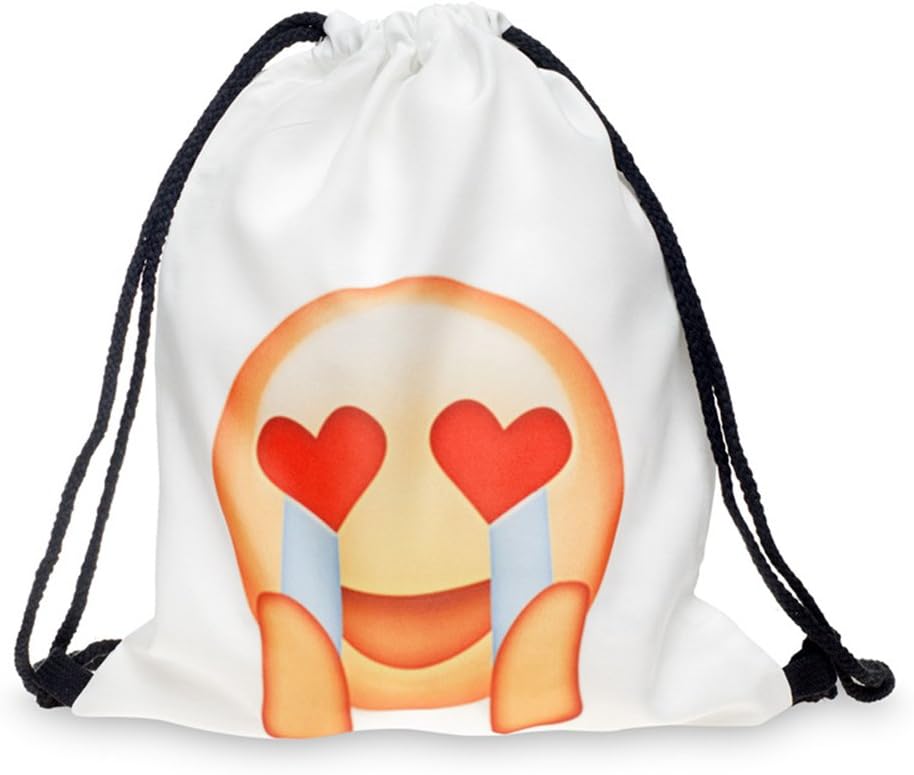 Cevinee Portable Gym Sack Pack Drawstring Emoji Backpack, Cute Emoji Daily Pull String Bag, Lovely Smile Face Kid's School Bag