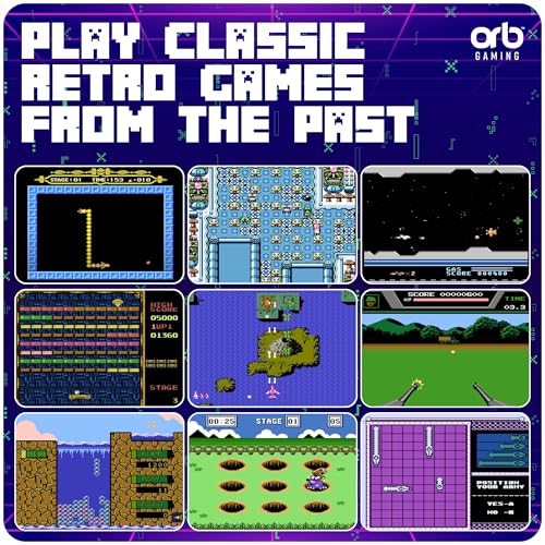 Mini Arcade Machine, 240 Built-In 8-Bit Games, 2.5” Full Colour Screen, 8-Way Joystick, Handheld Retro Games Console – Orb Gaming by ThumbsUp!