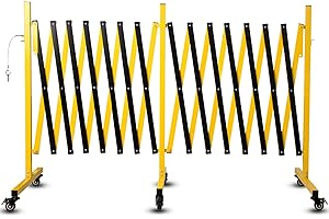 Ntiibcuy Metal Expandable Barricade｜17FT Folding Security Gate Safety Barrier with Casters｜Mobile Barrier Gate｜Adjustable Traffic Fence for Road Construction,Traffic Control,Cordon,Pool｜Yellow Black