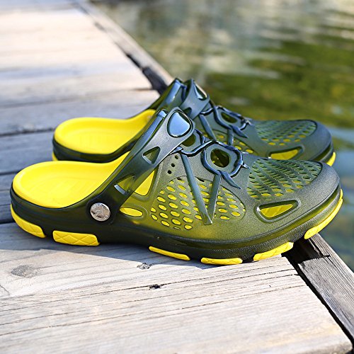 Clearance! Mens Garden Clogs Mules Anti-Slip Beach Sandals Outdoor Breathable Summer Shoes Shower Slippers (Green, US:9) - Thumbnail 6