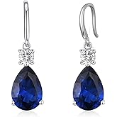 Teardrop Dangle Drop Earrings -925 Sterling Silver Birthstone Earring Jewelry Birthday Gifts for Women,Girlfriend,Wife,Mom - Graduation, Friendship,Birthday, Anniversary