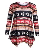 Zerdocean Women's Plus Size Long Sleeve Printed Tunic Flowy Top Loose Fit Shirt 108 3X
