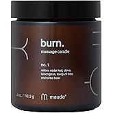Maude Burn No. 1 - Hydrating + Skin-Softening Soybean + Jojoba Oil Massage Candle - Soothing Warm Massage Oil Candle with Notes of Amber, Lemongrass + Tonka Bean - Relaxing Self Care Gifts (4 oz)