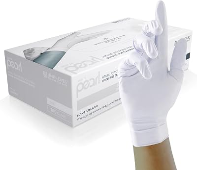 Unigloves White Pearl Nitrile Exam Gloves Medium 100/Pk Powder Free Latex Free