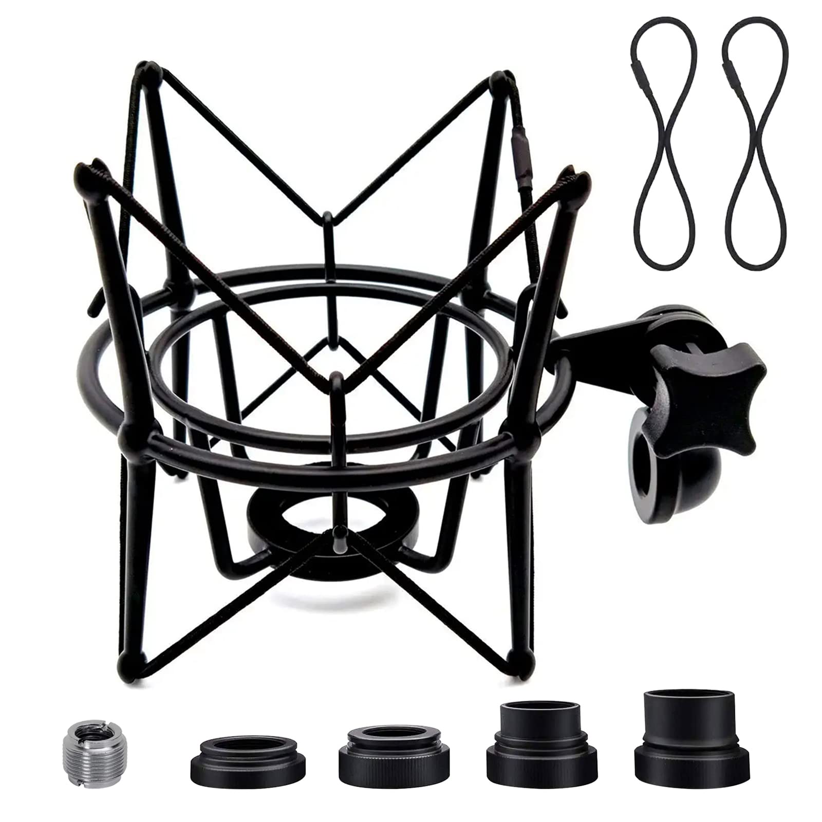 Microphone Shock Mount Universal Mic Holder Spider Recording Mic Shockmount Stand Compatible with Many Condenser Mics Like Rode NT1-A NT2-A Procaster AT2020 MXL 990 770 U87 (Black) — image 1