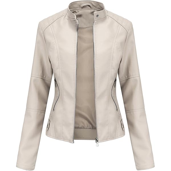 LMSXCT Women's Faux Leather Jacket Trendy Studded Rivet Moto Biker