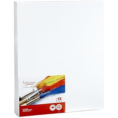 Artlicious Canvas Panels 12 Pack - 11 inch x 14 inch Super Value Pack - Artist Canvas Boards for Painting