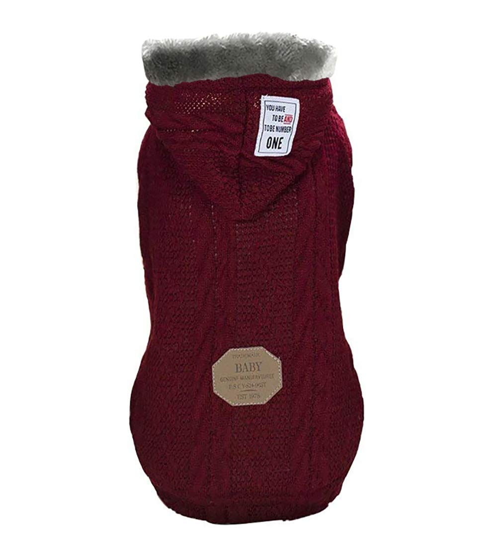 Rdc Woolen Dog & Cat Jumper with Cap - Winter Warm Turtleneck Hoodies for Small & Medium Dogs (M, Classic-Red)