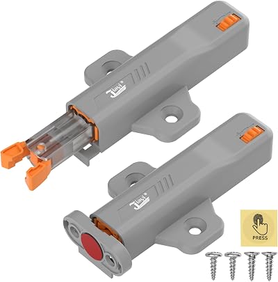 Jiayi Push to Open Heavy Duty 2 Pack Door Latch Grey Spin Snap Catch