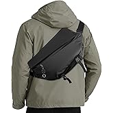 MQTUG Crossbody Bags for Women & Men - Anti-Theft Sling Backpack with Magnetic V-Buckle for Travel, Commuting, Cycling & EDC (Black)
