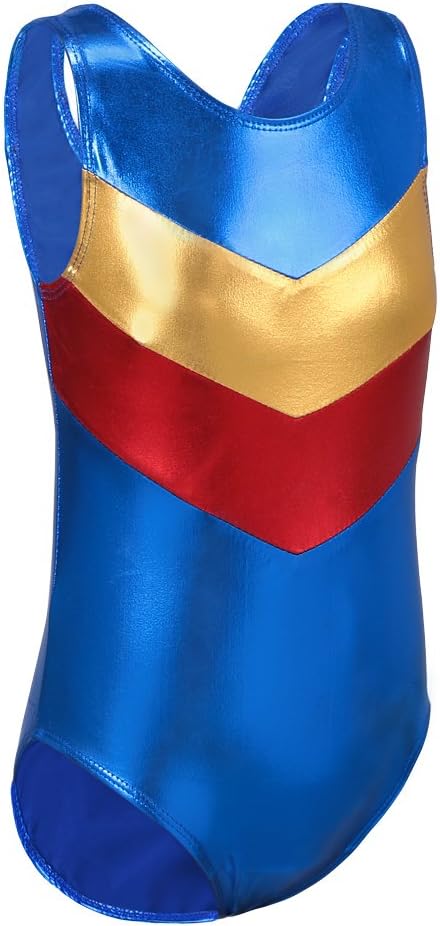 DAXIANG One-Piece Gymnastics Leotard for Little Girls Sleeveless Biketard 2-11 Years Blue