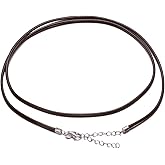 Dralox Genuine Leather Cord Chain Necklace Black Braided Wax Rope Chain with 925 Sterling Silver Clasp 14 16 18 20 22 24 26 28 Inches