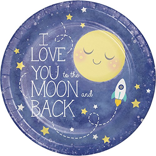 Creative Converting 96 Count Sturdy Style 8.75" Round Paper Plates, To the Moon and Back