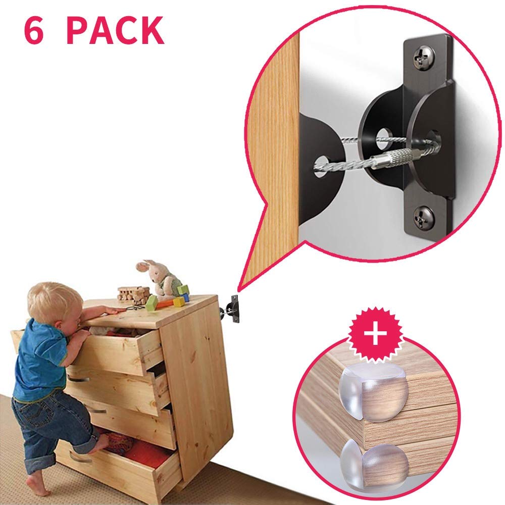 6 Pack Furniture Straps, Metal Furniture Strap for Baby