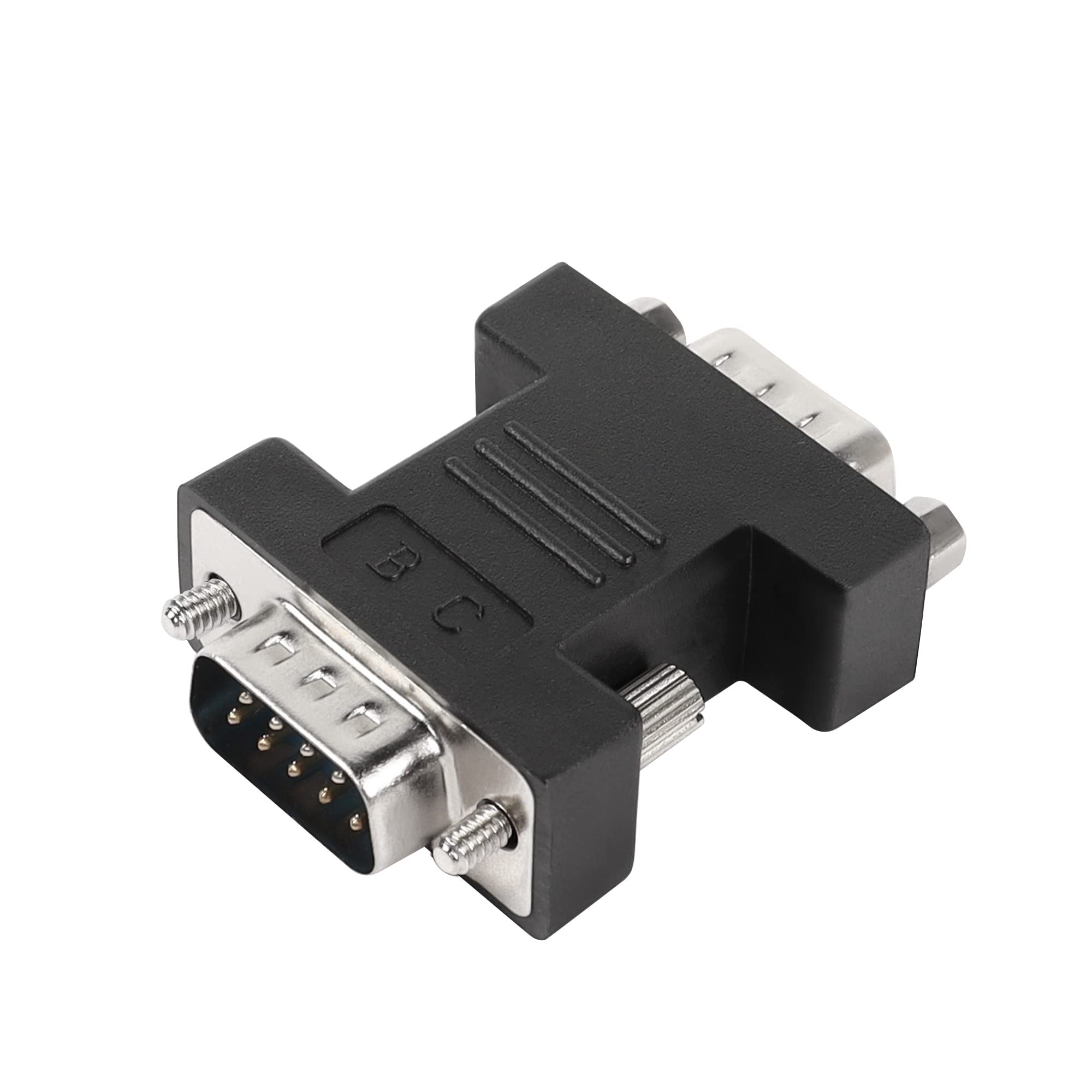 QIANRENON RS232 DB9 Male to DB9 Male Extender Connector Adapter DB 9 Pin Serial Converter, for Serial Communication Interface Devices, Black