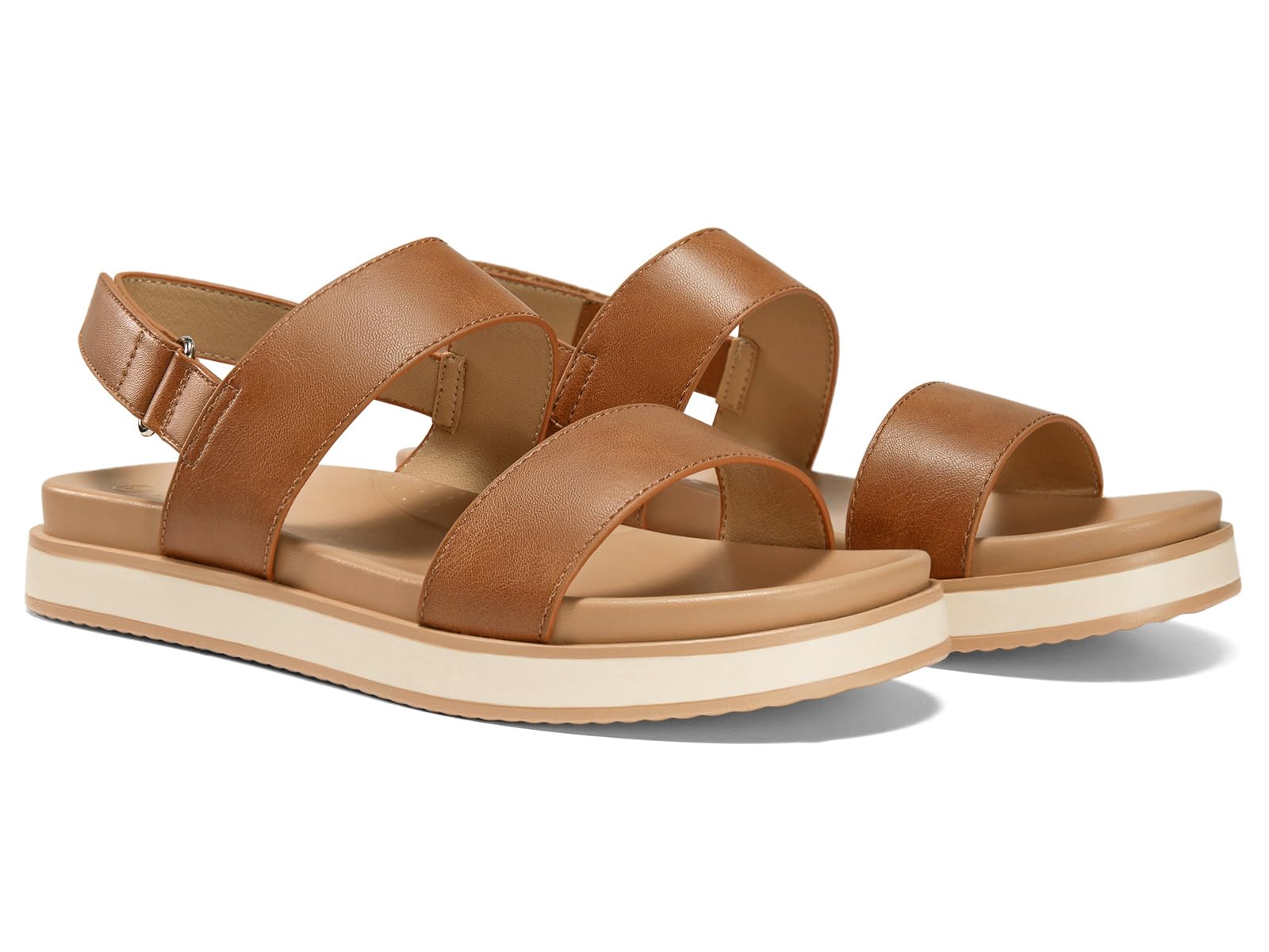 Photo 1 of Coutgo Womens Flat Sandals Comfortable Arch Support Adjustable Double Strap Lightweight Summer Platform Sandals, Brown, Size 7