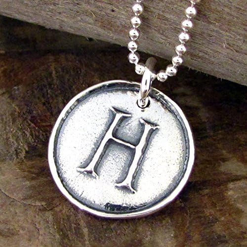 3/4" Initial Necklace Letter Charm, Sterling Silver Pendant