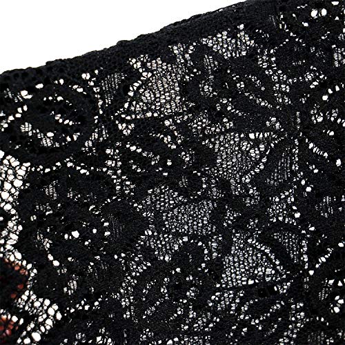 Buorsa Black Short Lace Half Finger Gloves UV Protection Fingerless Gloves Women's Floral Lace Gloves Party Driving Wedding