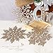 Sea Team Plastic Christmas Glitter Snowflake Ornaments Christmas Tree Decorations, 4-inch, Set of 36, Champagne