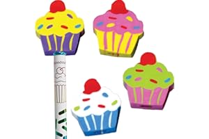 Really Good Stuff Cupcake Birthday Pencils and Erasers Kit - 12 Pencils