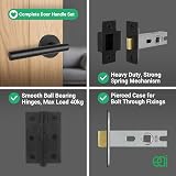 EAI Oliena Black Door Handles Latch Set 6 Pairs 64mm Hinges 54mm Rose view 5