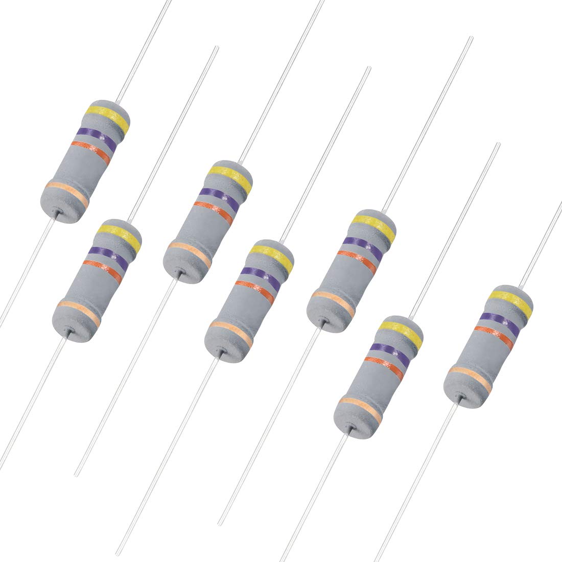 Sourcingmap 50Pcs 47K Ohm Resistor, 2W 5% Tolerance Carbon Film Resistors, 4 Bands for DIY Electronic Projects and Experiments