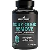 NATUREBULK Chlorophyll Body Odor Pills - Natural Freshness Complex with Parsley & Peppermint - Enhanced with Vitamin C, E & Magnesium for Body Balance – 120 Capsules