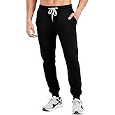 Fioboc Men's Joggers with Zipper Pockets Velou Athletic Workout Pants Moisture Wicking Sweatpants for Men Running Hiking