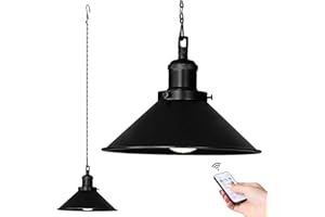 Bailoch 1 Pack Black Portable Battery Operated Hanging Light, Rechargeable Wireless Outdoor Pendant Light with Remote, Battery Powered Chandelier Lantern Fixture for Indoor Outdoor Gazebo Porch Patio