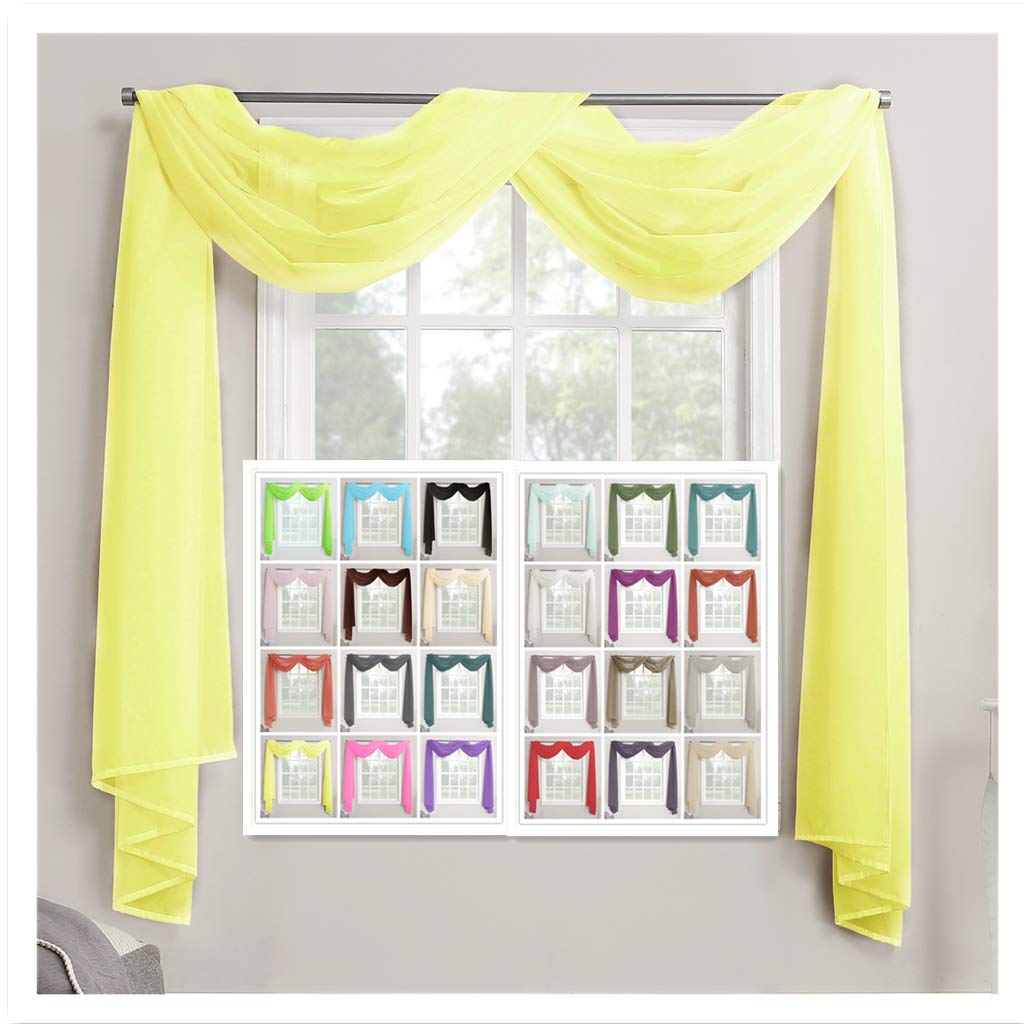 Megachest TAILORED VOILE WINDOW SCARF PELMET (yellow, 56"X118"X1 Panel)
