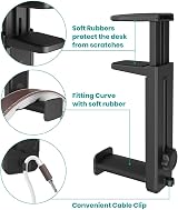 Klearlook 2-in-1 Headphone Stand Hanger Adjustable Clamp 360 Rotatable Mount view 6