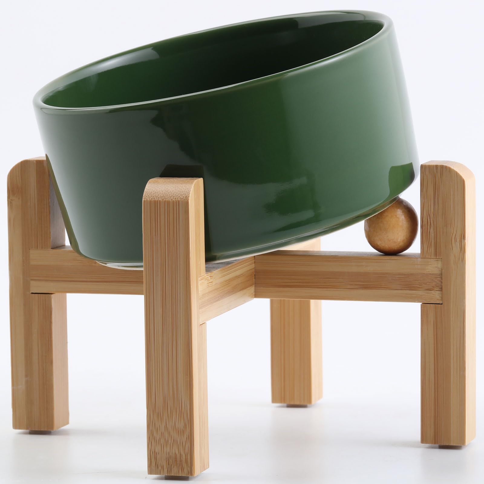 Photo 1 of Petygooing Raised/Elevated 15°Slanted Ceramic Dog Bowl for Small Breeds,Tilted Anti Slip Pet Feeding Bowl,Food Water Dish with Stand for Cats and Small Dogs Puppy 13.5 OZ (5.1In / 1.7 Cups)Rust Green