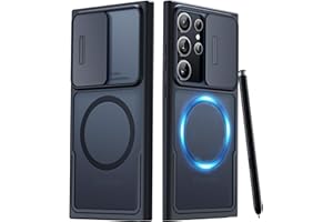 Simtect for Samsung Galaxy S24 Ultra Case with Camera Cover, [Military Drop Protection] [Wireless Charging], Translucent Matte Back Protective Phone Case for Galaxy S24 Ultra Case 6.8'', Black