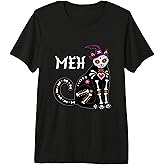 Sugar Skull Funny Black Cat Costume Witch Hat Funny Meh Cat Premium Tri-Blend T-Shirt