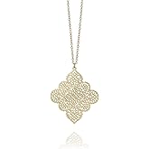POMINA Gold Geometric Floral Leaf Filigree Pendent Long Necklace Simple Casual Fashion Sweater Long Gold Chain Necklace for women