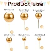 Lanjue 40 Pcs Gold Ball Cake Toppers Foam Mini Balloons DIY Cupcake Decor Party view 3