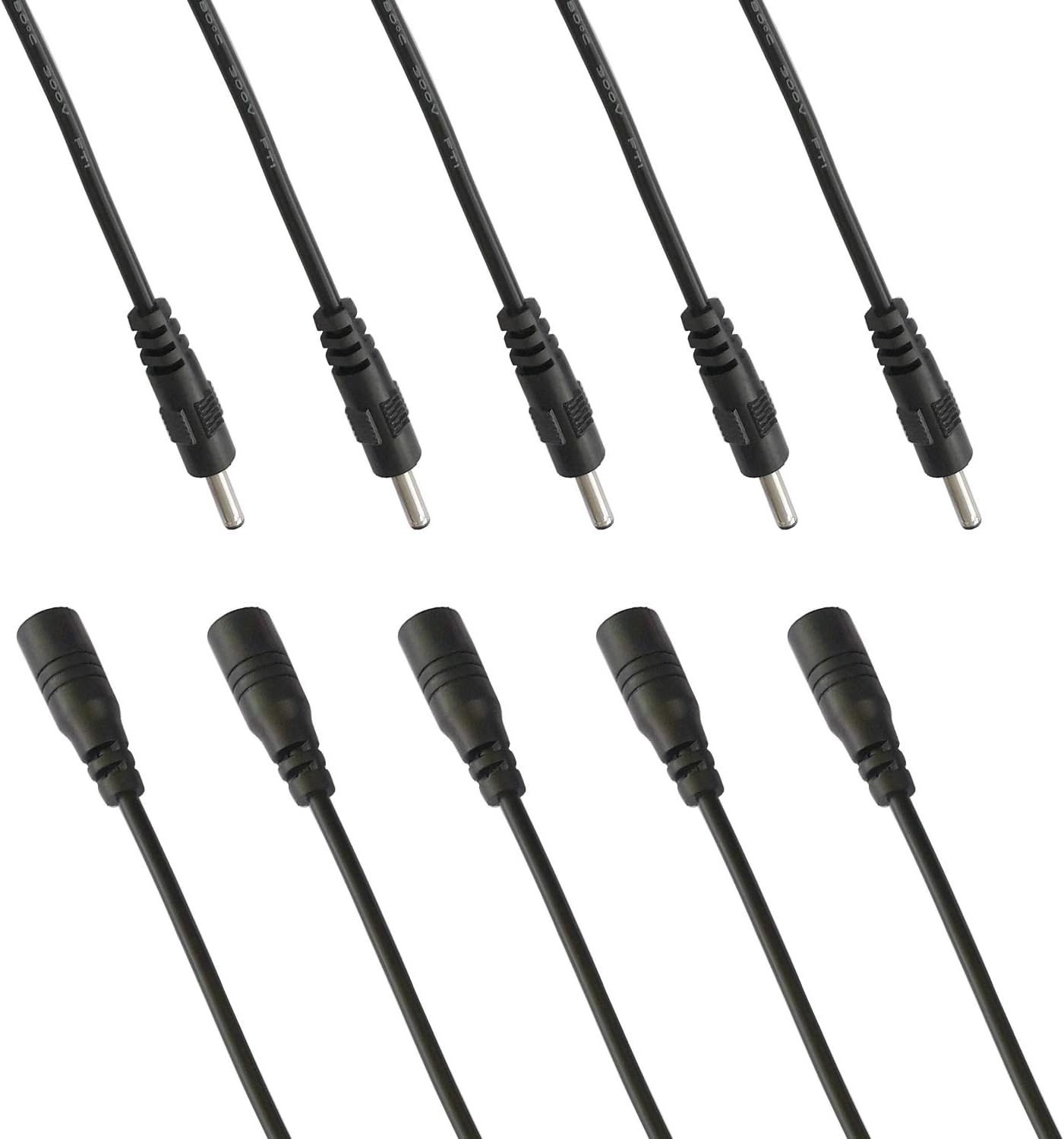 Njuone 5 Pairs DC Power Pigtail Cable 3.5mm x 1.35mm Male and Female DC Power Plug Connector Plug Pigtail