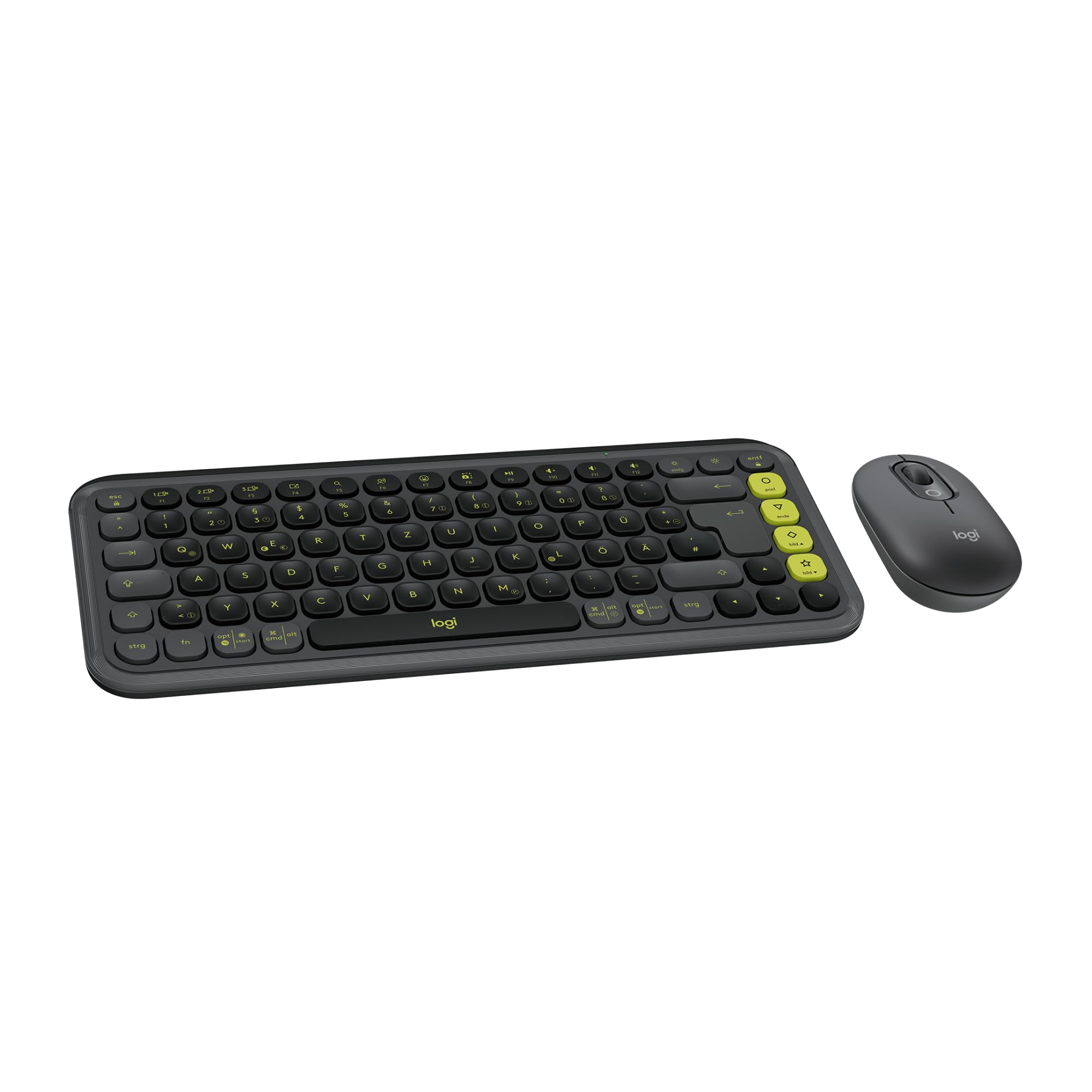 Logitech POP ICON Combo, Bluetooth-Tastatur-Maus-Set, Komfortables Tippen, programmierbare Tasten, leise Klicks, Easy-Switch für bis zu 3 Geräte, QWERTZ DEU – Grafit