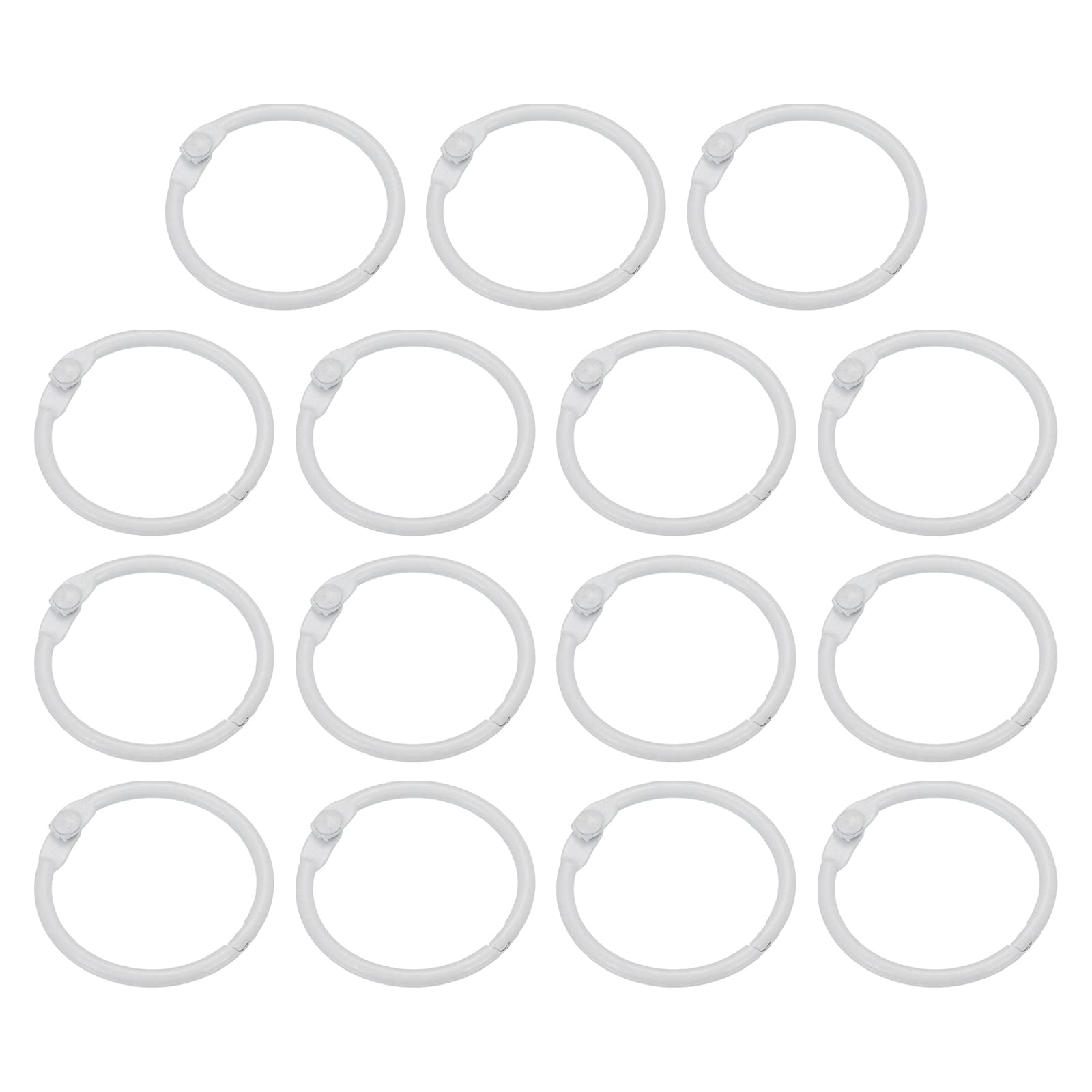 PATIKIL Loose Leaf Binder Rings 1 Inch, 15 Pack Metal Flash Card Book Binding Rings for Key Chain Index Card Scrapbooks, White