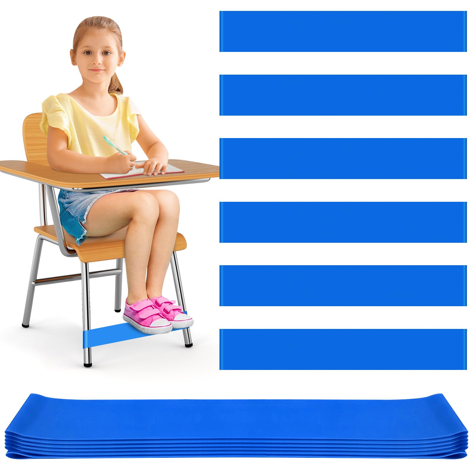 Photo 1 of 6 Pack Chair Bands for Kids with Fidgety Feet, ADHD Tools for Kids, ROOKEA Sensory Room Must Haves for Adhd Kids Fidget Chair Bands Autism Classroom Must Haves ADHD Tools for Classroom Home Chairs