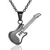 STEFWD Keepsake Necklace For Ashes For Music Lovers Stainless Steel Guitar Cremation Jewelry Women Men Memorial Urn Pendant Loved Ones Ashes Necklace
