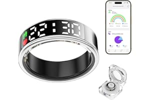 TIMTURBO Smart Ring Health Tracker with LED Display Screen, IP68 Waterproof Fitness Ring, Bluetooth Connection Health Ring Compatible with iOS/Android, Activity Tracker/Heart Rate/SpO2/Sleep