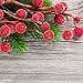 BBTO 200 Pieces Artificial Frosted Christmas Berries 12mm Mini Faux Flower Fruit on 100 Wire Stems for Christmas Tree Decorations, Flower Wreath Craft