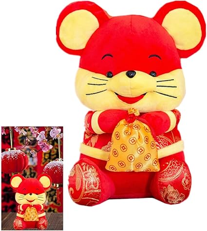 Amazon Co Jp Sushafen ネズミのぬいぐるみ 赤のマスコットぬいぐるみ ぬいぐるみ ぬいぐるみ 中国ネズミ 新年 幸運 星座 プレゼント ホーム ぬいぐるみ おもちゃ デコレーション 25cm 10インチ ホーム キッチン