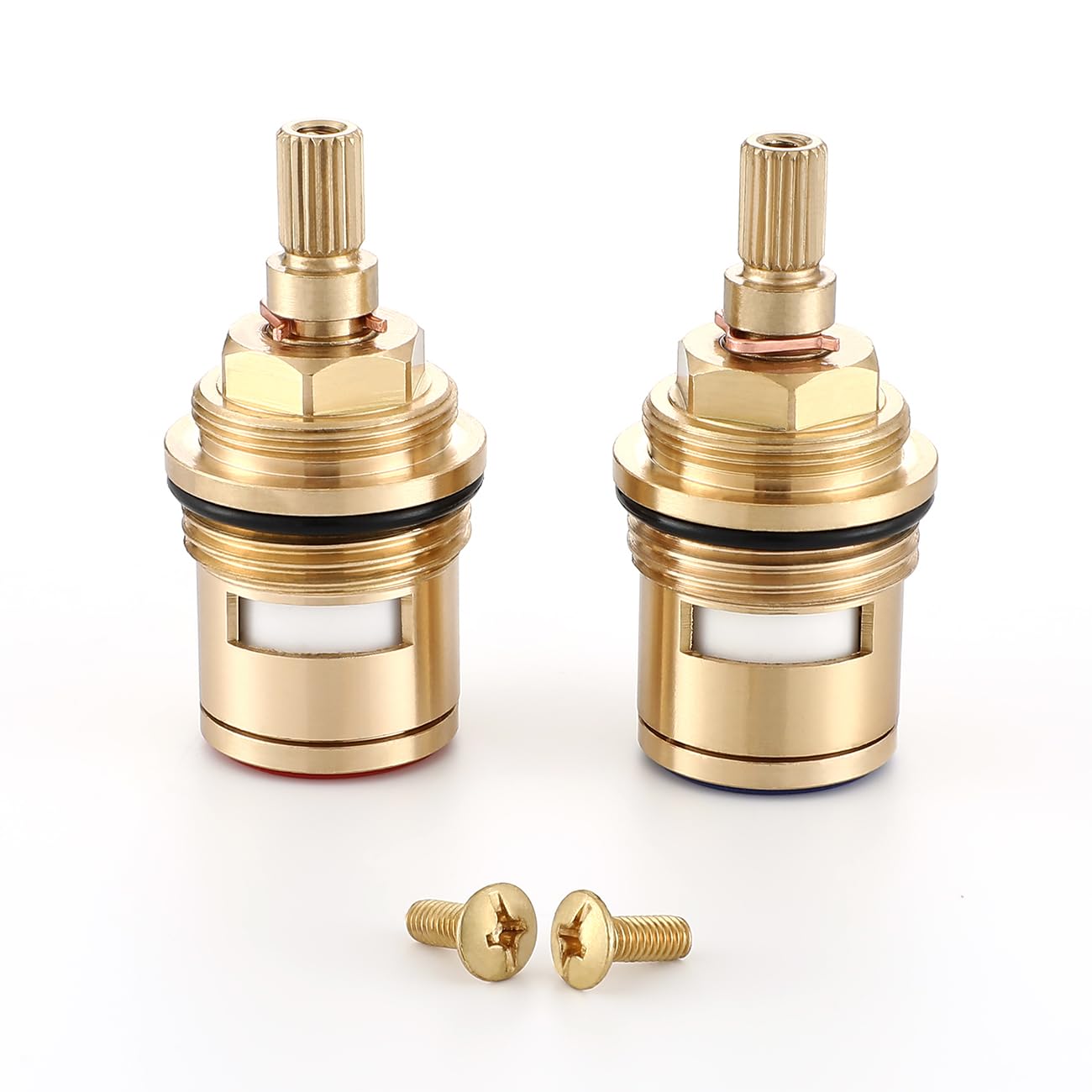 Muxios 3/4 Hot and Cold Pair Tap Cartridges Replacement Brass Ceramic Disc Tap Valve Insert Cartridge Quarter Turn Replacement for Bathroom Basin Faucet
