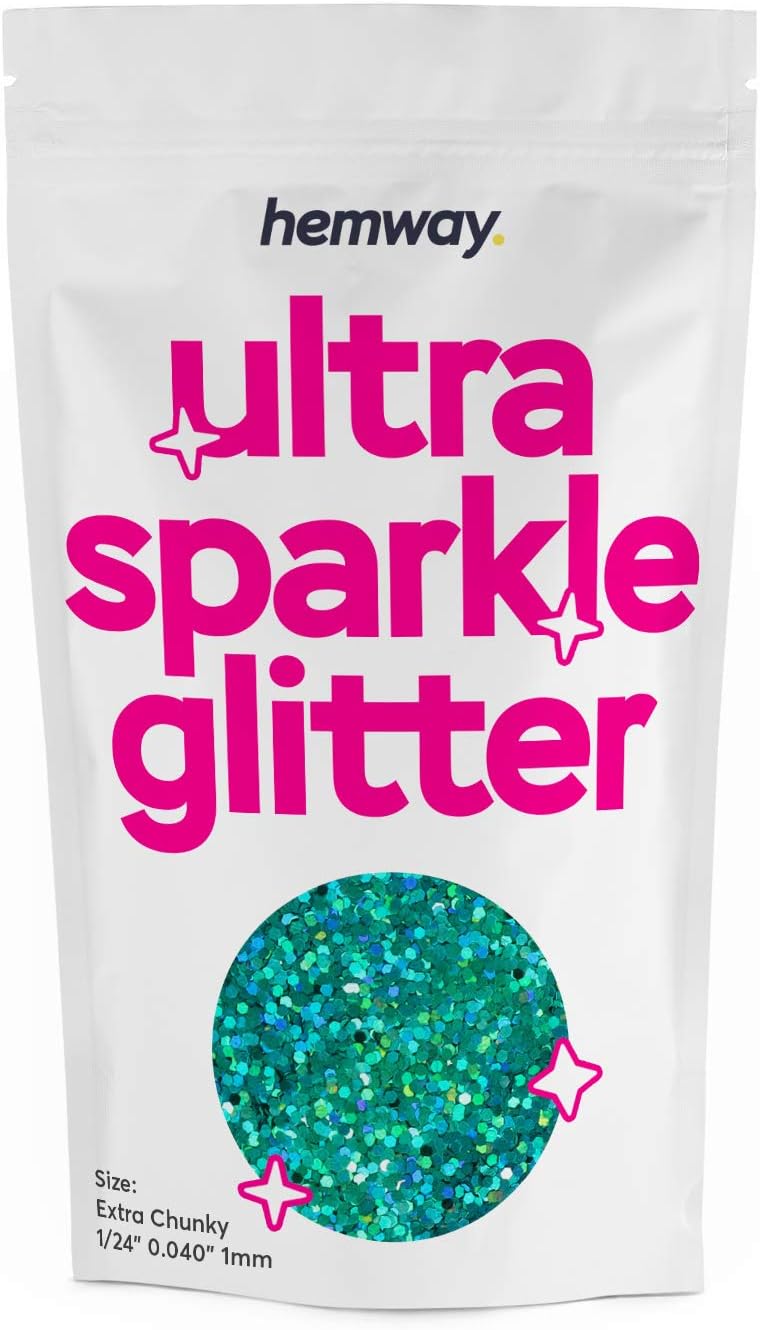 Hemway Ultra Sparkle Glitter Turquoise Blue Holographic 100g Extra Chunky