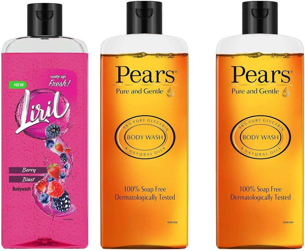 Liril Berry Blast Body Wash, 250 ml & Pears Pure And Gentle Body Wash, 250ml (Pack Of 2)
