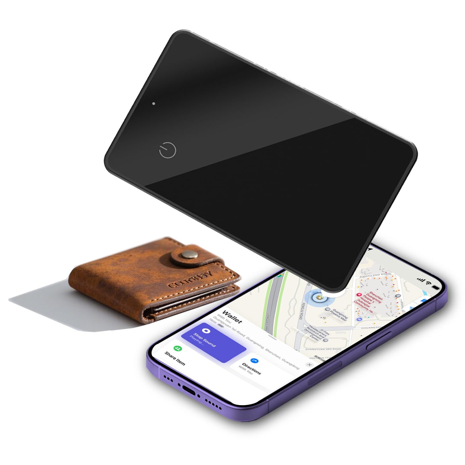 Photo 1 of Wallet Tracker Card with Apple Find My[Apple MFi Certified, iOS Only], 1-Pack Smart Card Bluetooth Tracker, 2.8mm Extremely Thin & 2-3 Years Long Life & IP65, Keys and Wallet Finder (F15X-Black One)