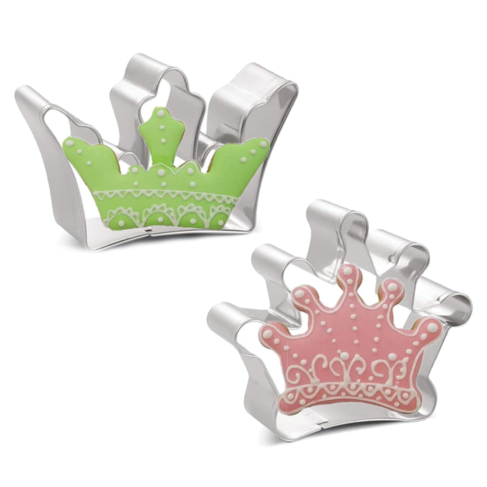 2Pcs Stainless Steel Cookie Cutter Crown Cartoon Funny Princess Crown Biscuits Cutters Interesting Queen Crown Cookie Cutter for DIY Baking